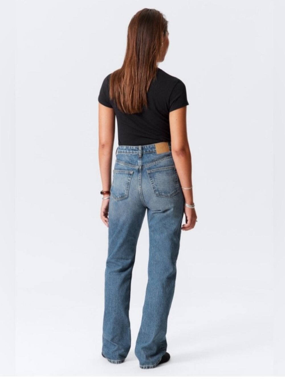 Weekday PIN Straight Leg Jeans Mid-Rise Blue Denim Size 25/30